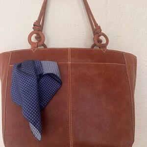 Lucky Brand Brown Leather Shoulder Bag with Stylish Stitching